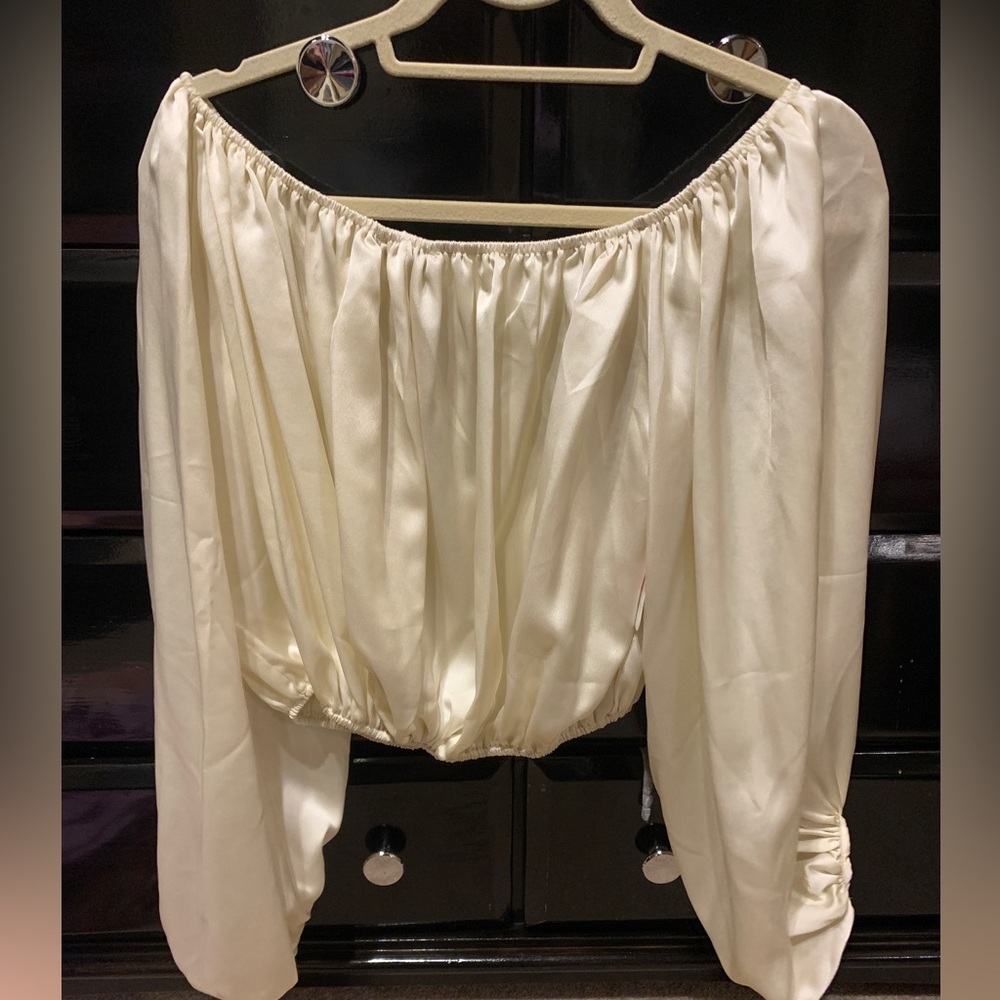 Cream/White Satin Blouse